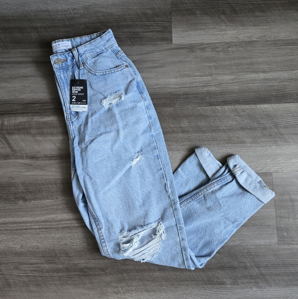 NWT Womens Primark Ripped "Mom" Jeans